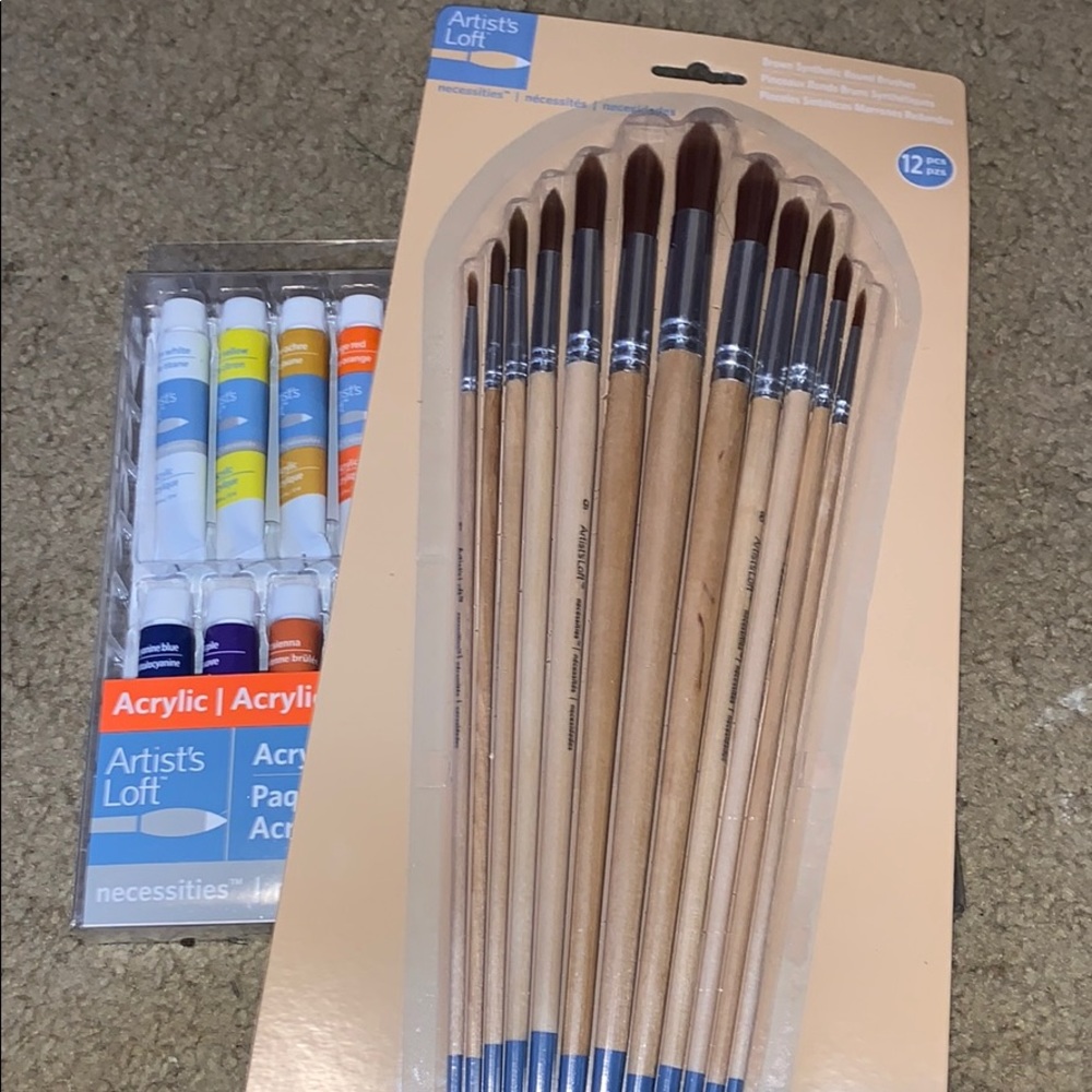 NEW painters brushes and acrylic paint set